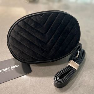 Black Velvet Chevron Quilted Fanny Pack